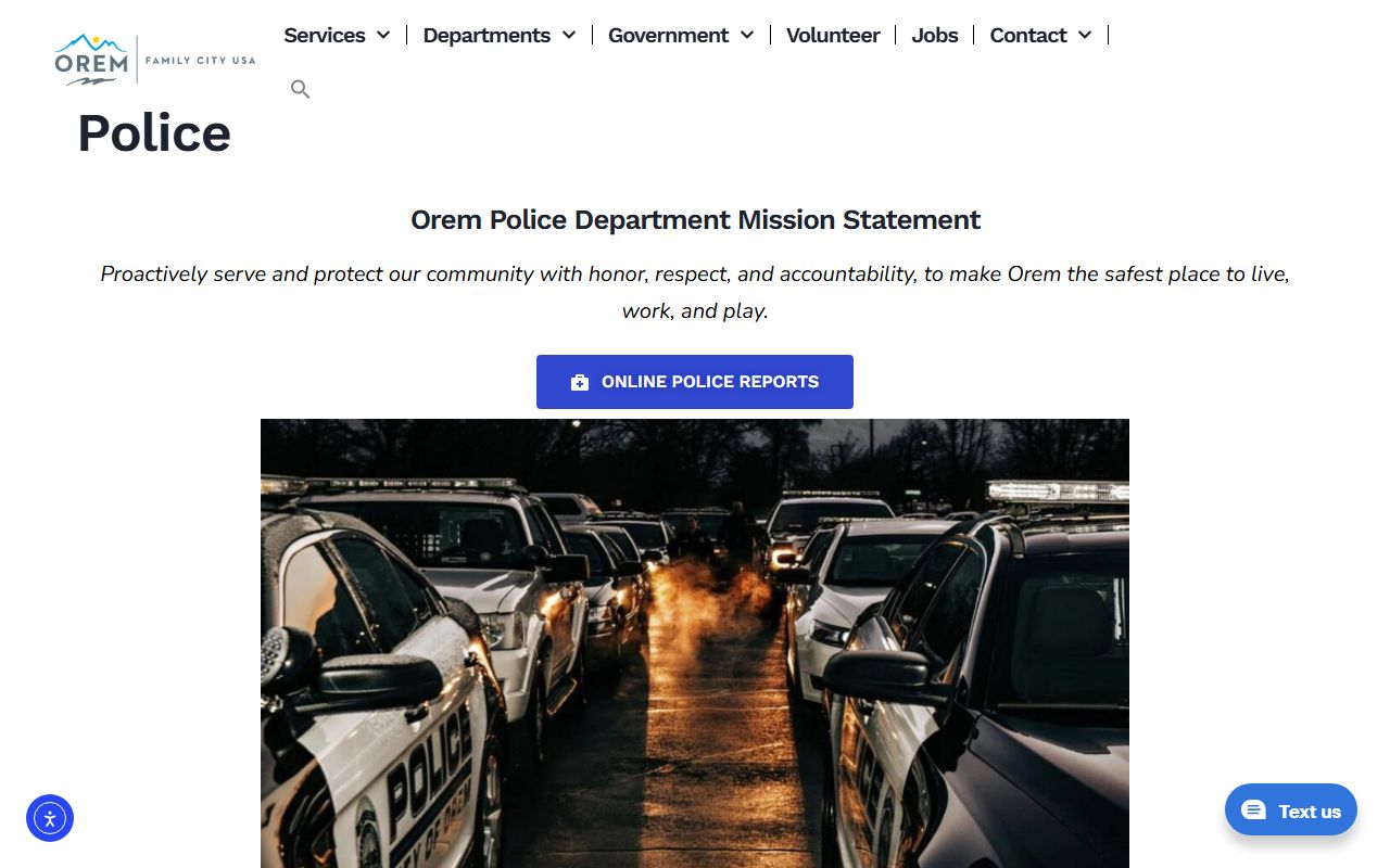 Orem Police Department page for warrant records