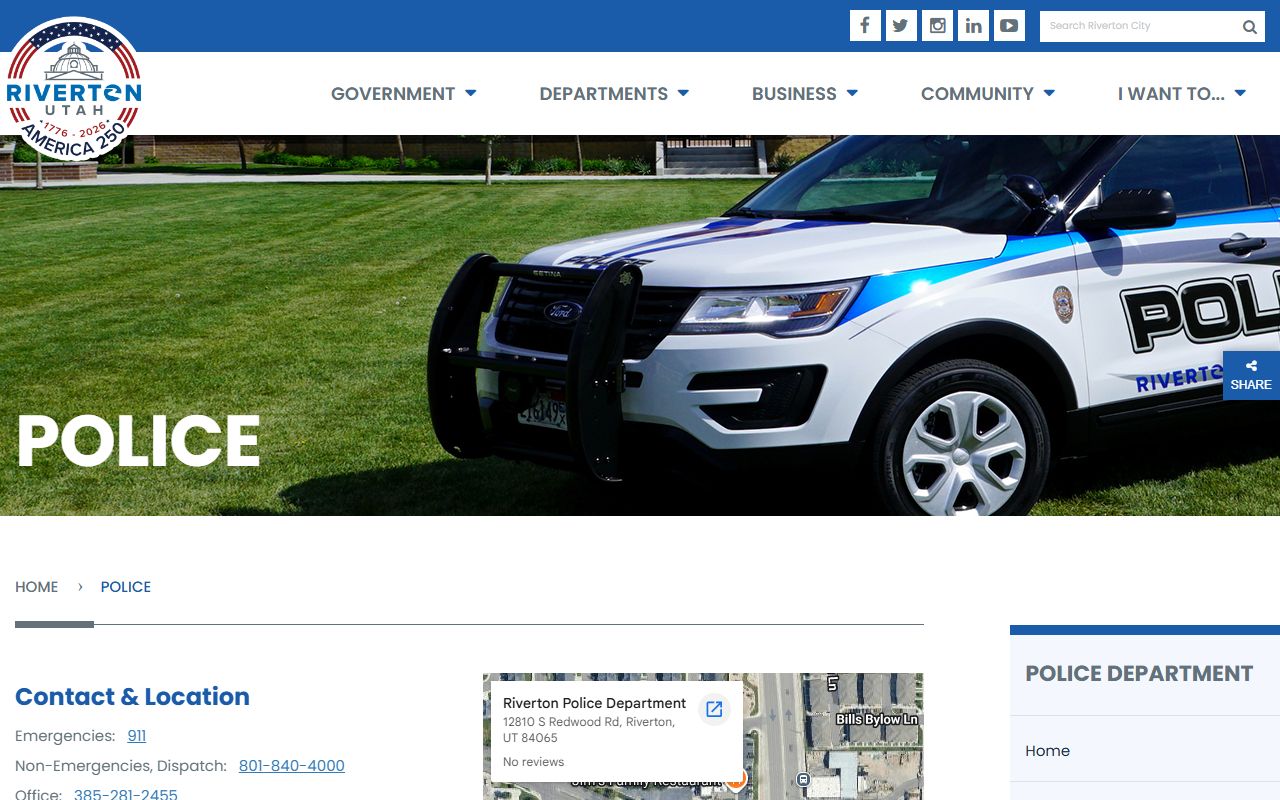 Riverton Police Department website for Riverton warrant records