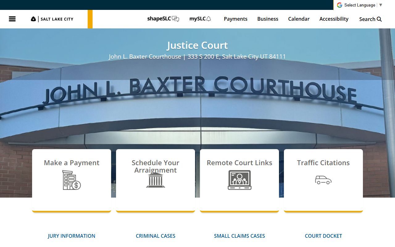 Salt Lake City courts page for warrant records and case lookup