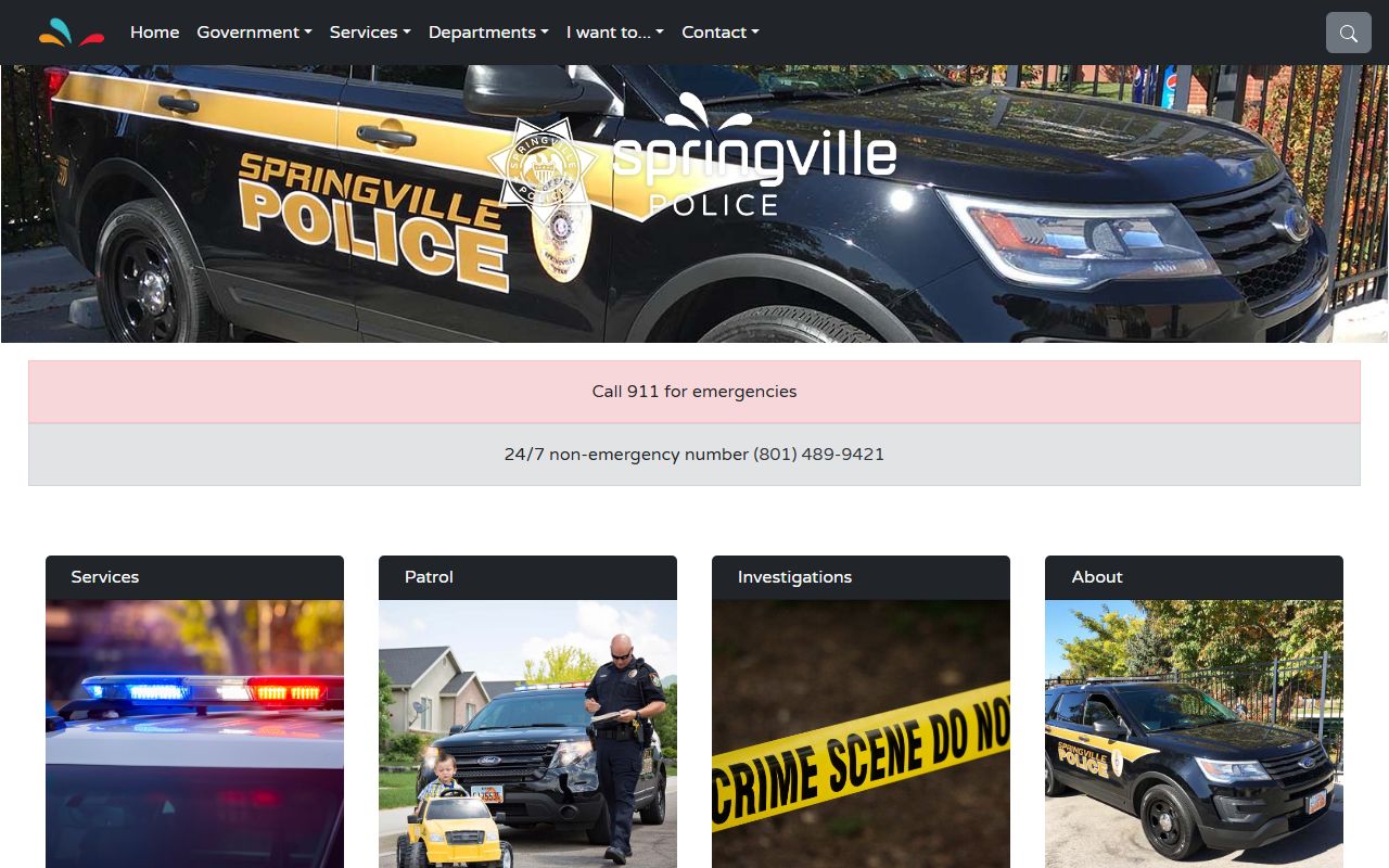 Springville Police Department website for Springville warrant records