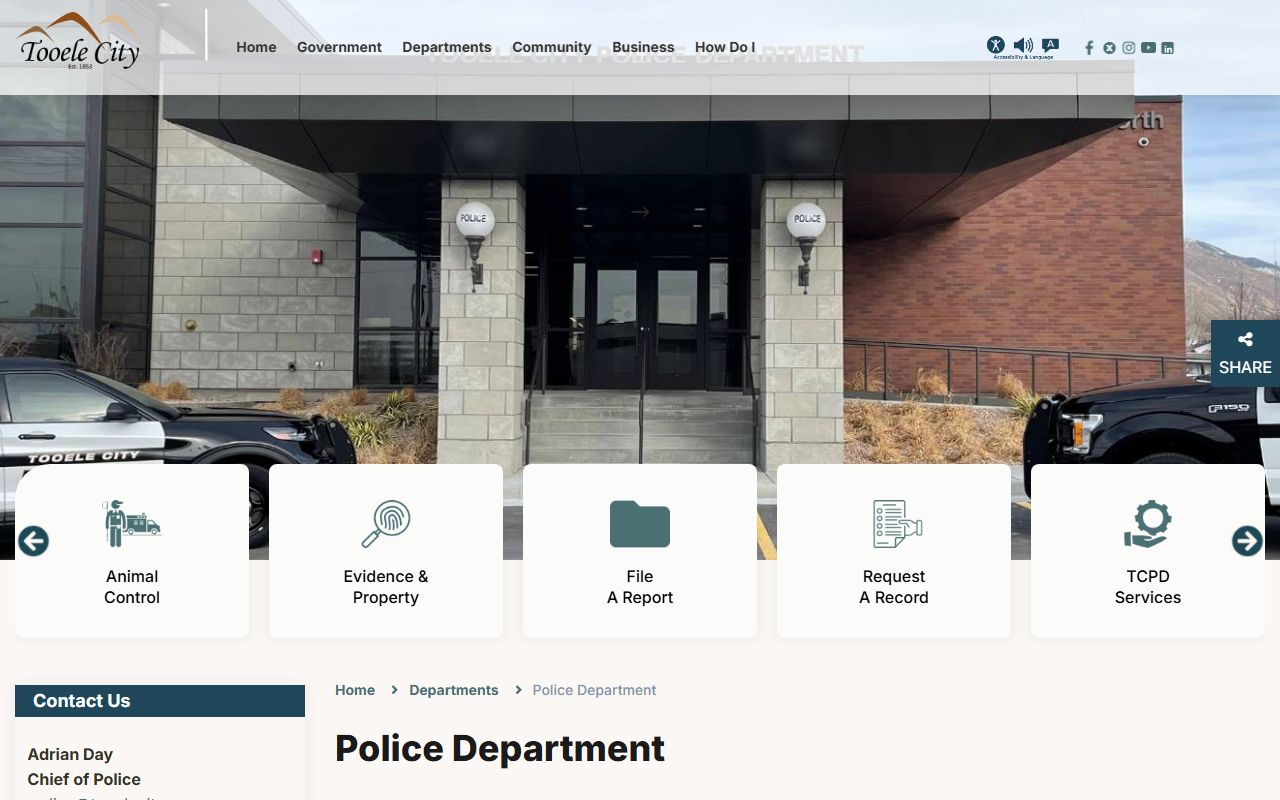 Tooele City Police Department website for Tooele warrant records