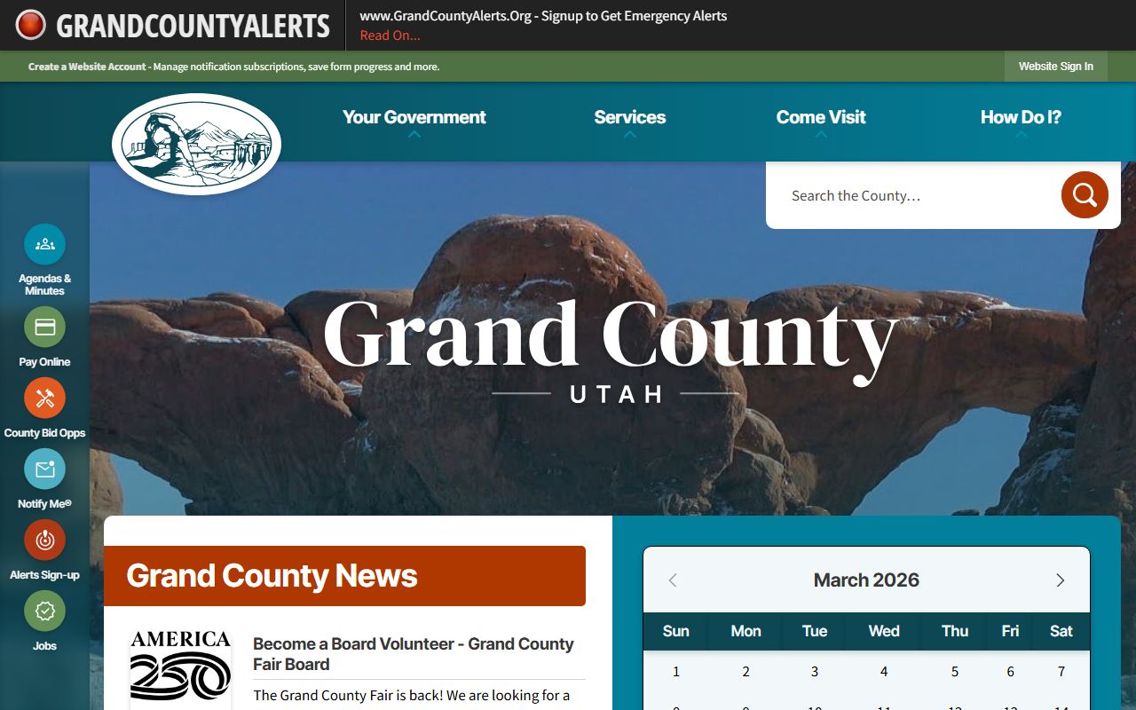 Grand County Sheriff's Office website for Grand County warrant records