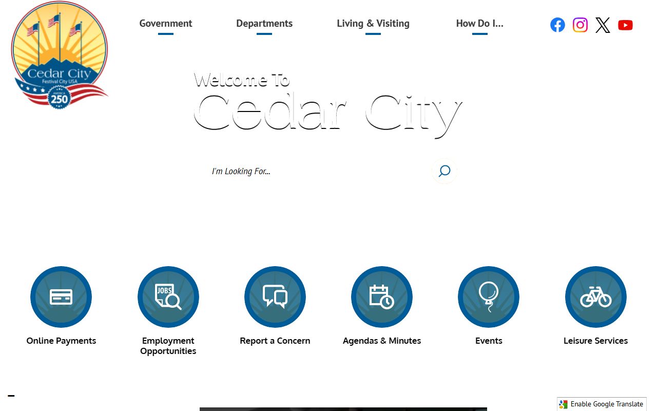 Cedar City official website for Iron County warrant records and law enforcement