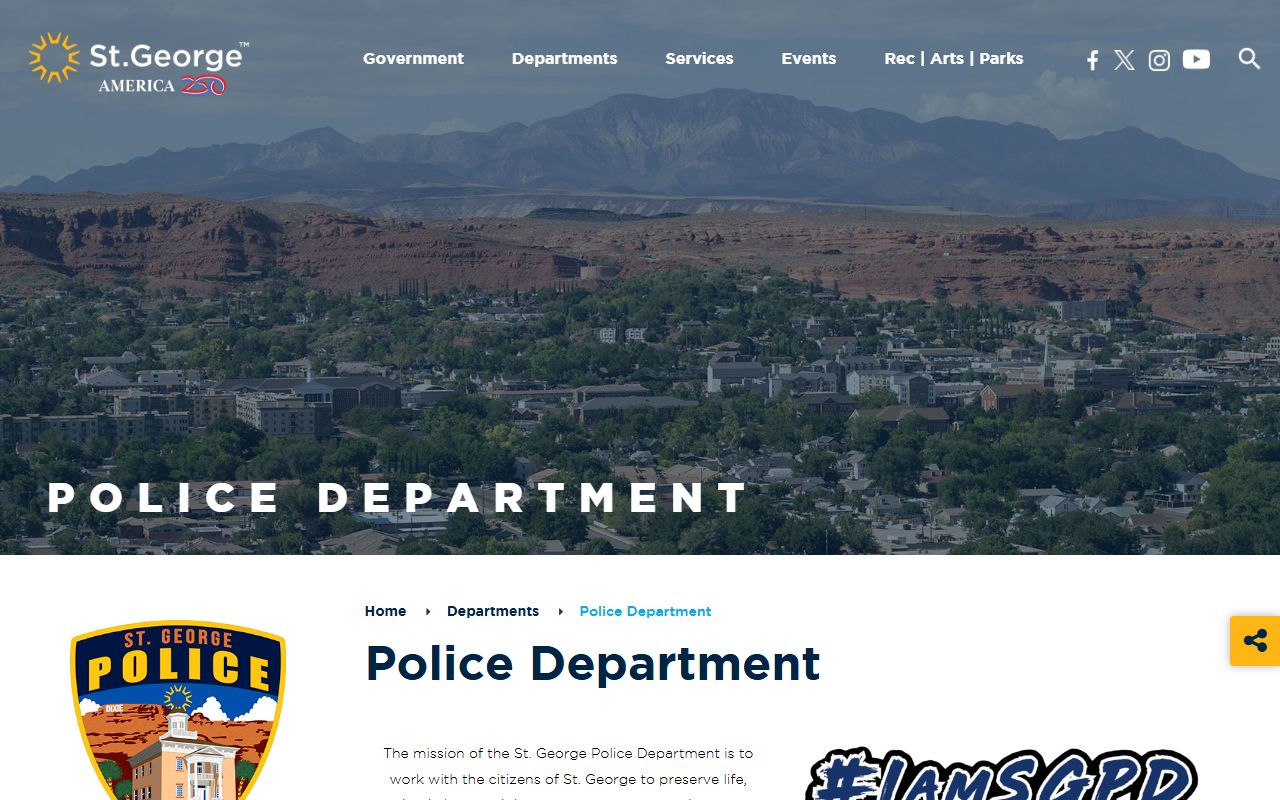 St. George Police Department website for Washington County warrant records